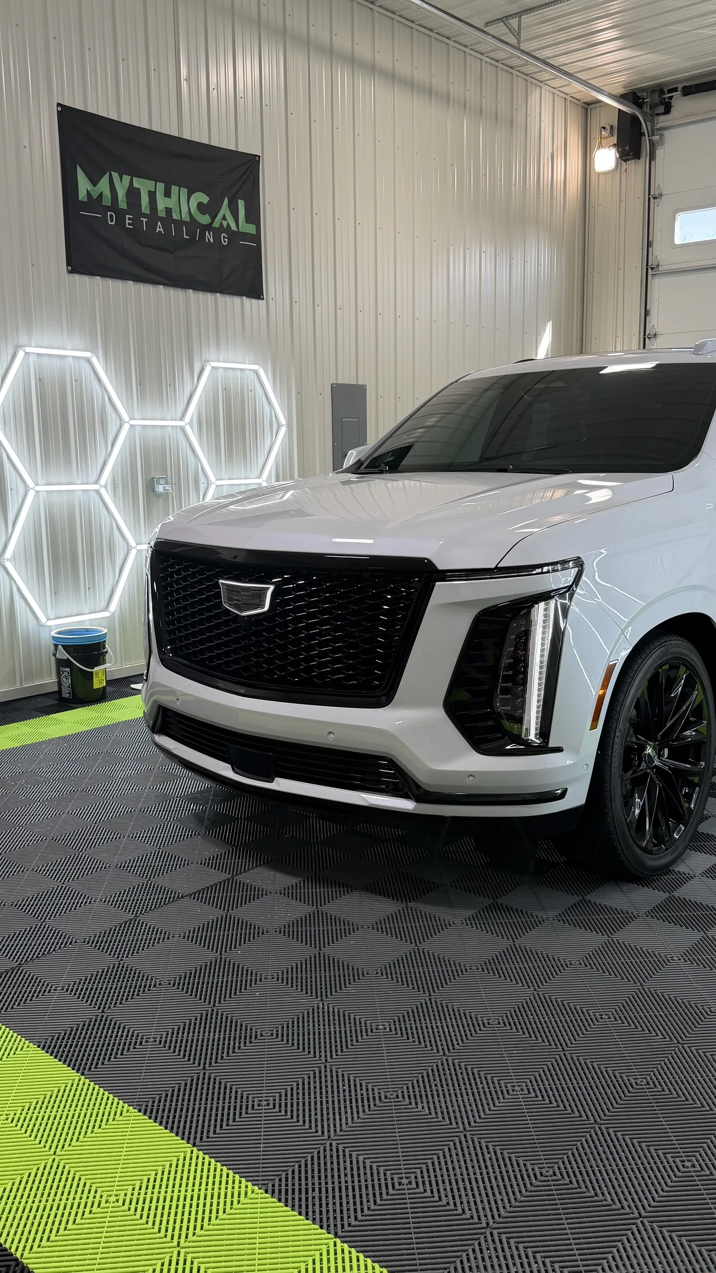 White Cadillac Escalade ceramic coating at Mythical Detailing Kansas City