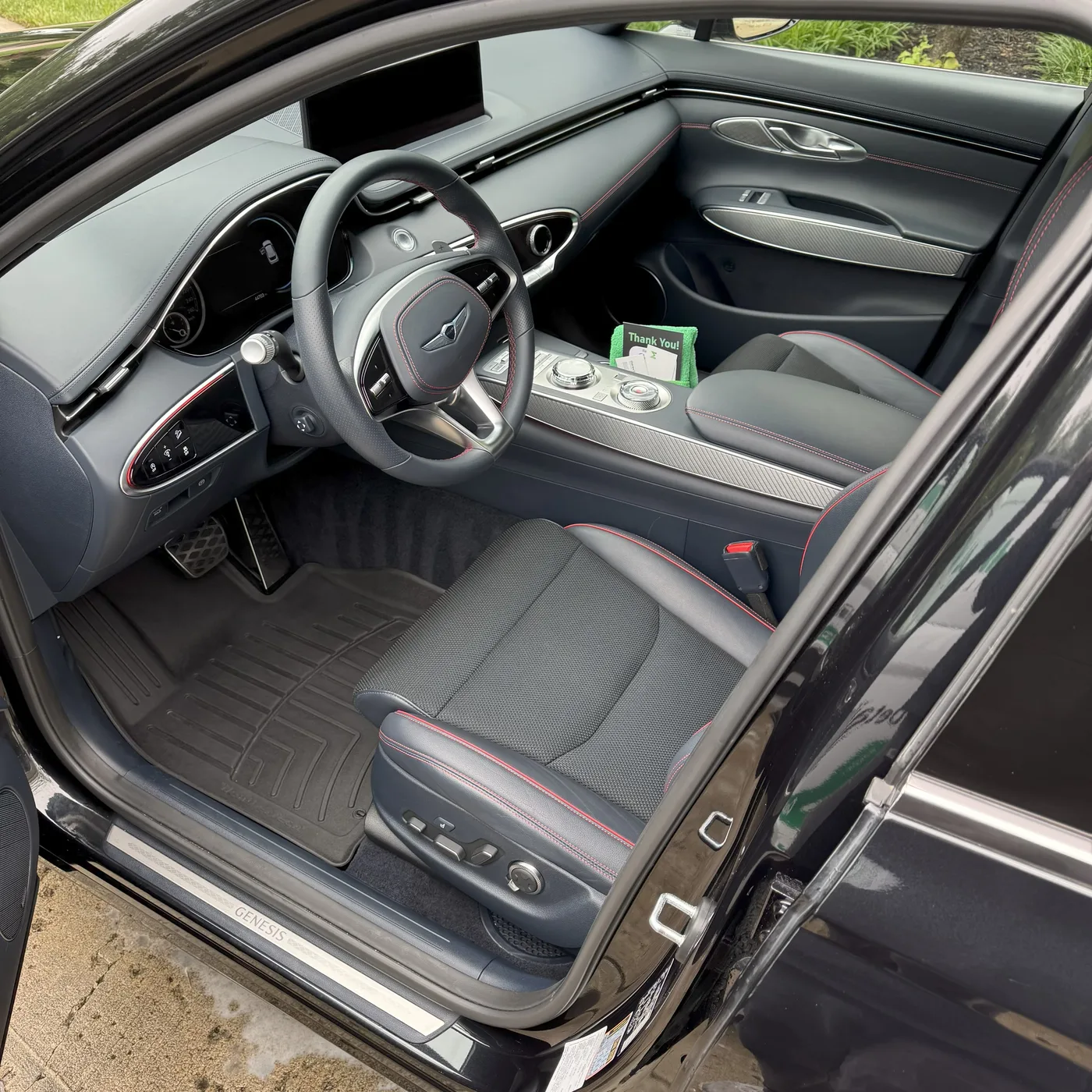 Genesis GV80 black red leather interior detail Kansas City