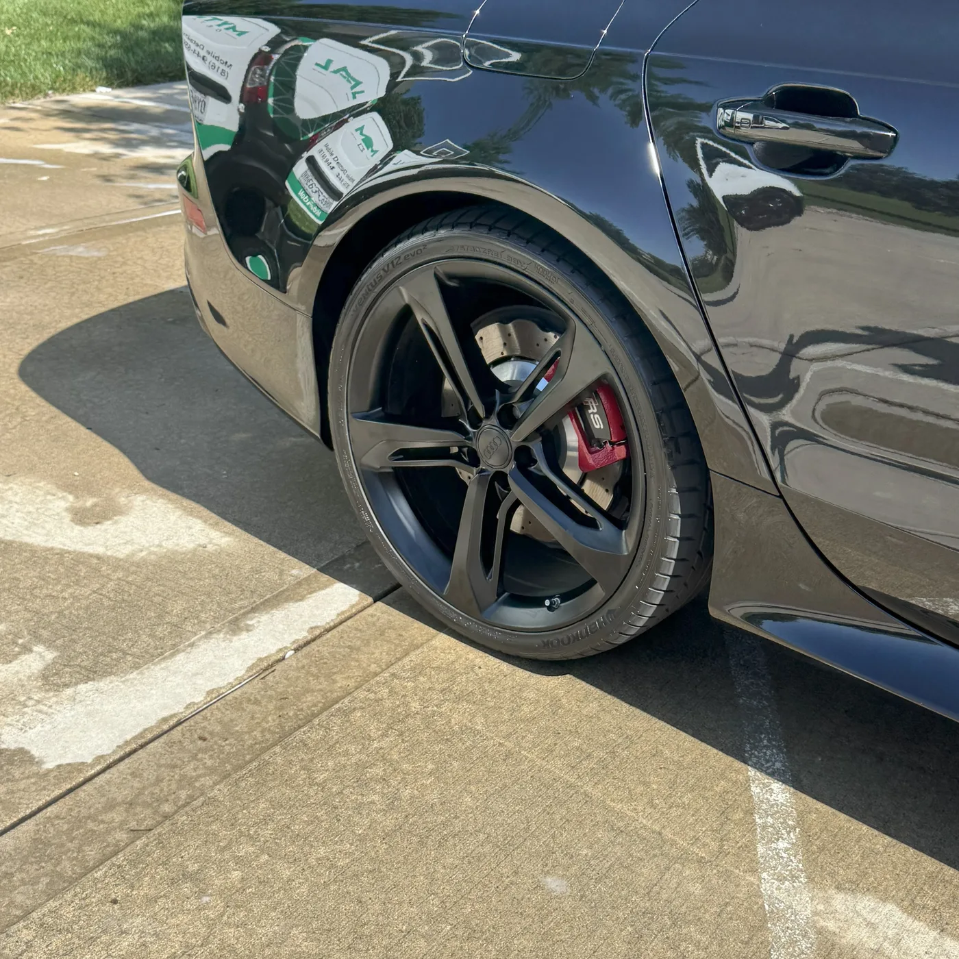 Black wheel yellow caliper ceramic coating Kansas City