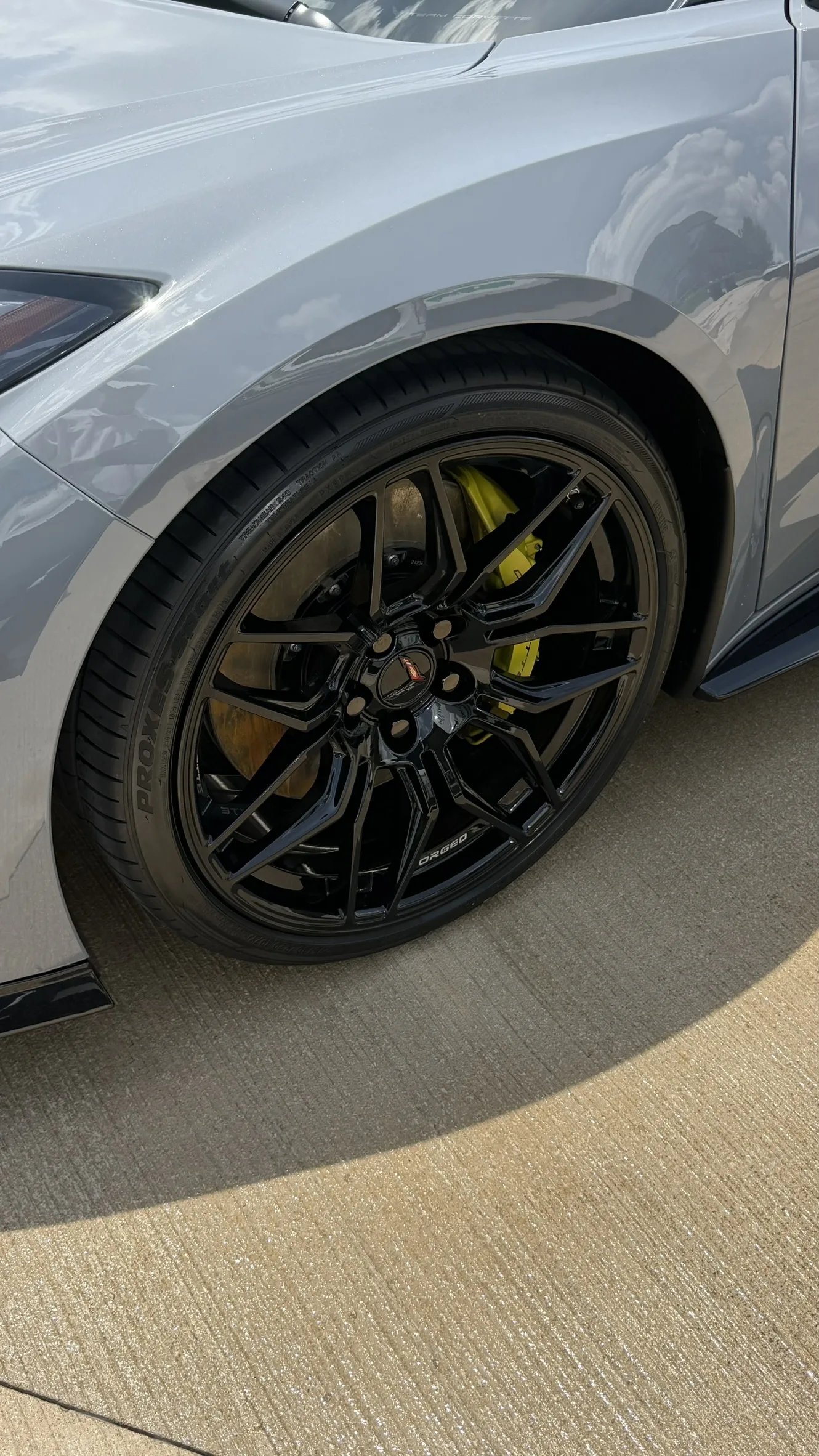 Corvette C8 Z06 grey wheel yellow caliper detail Kansas City